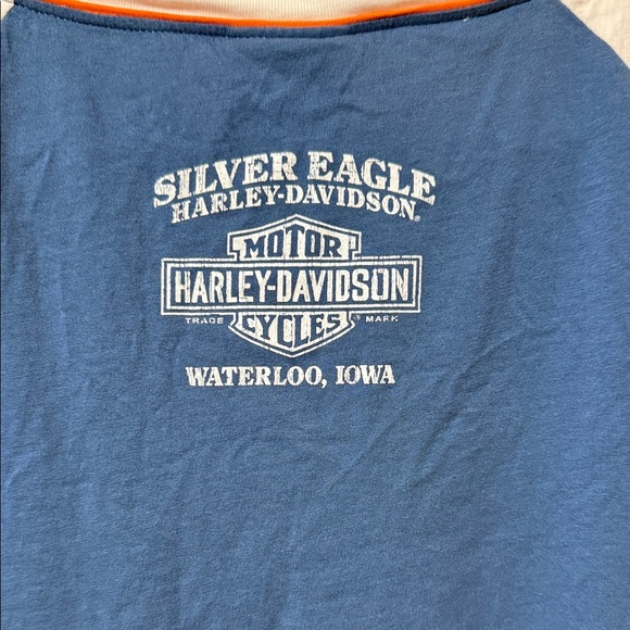 Harley-Davidson Blue and White Short Sleeve Tee - Picture 6 of 7